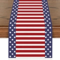 Linen table runner with American flag stars and stripes pattern for patriotic decor - Classic Star Spangled Banner Replica Style (ZQ2-10)