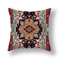 Square bohemian pillow cover featuring deep blue and dark red ethnic medallion pattern - Dark Blue Red Medal Style (23CR9-35)