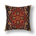 Persian style square throw pillow cover with vintage floral geometric pattern in deep red - Vintage Red Gold Border (23CR9-36)