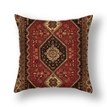 Square cushion cover with red Persian geometric pattern on a plush velvet material - Exotic Rhombus Texture (23CR9-18)