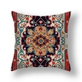 Square Persian style throw pillow cover with bohemian geometric floral pattern in blue and red - Dark Blue Brick Red Mandala (23CR9-20)