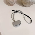 Mini light grey crossbody bag with silver hardware and fine stitching detail - Silver