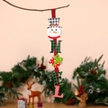 Decorazione natalizia in legno con pupazzo di neve e scritte NOEL a quadri verdi - Stile NOEL