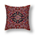 Square Persian style cushion cover with red floral pattern on soft short plush fabric - Multicolor Mandala Symmetrical (23CR9-23)