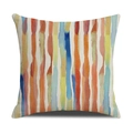 Linen pillow cover with vintage watercolor vertical stripes in bright multi-colors - Multicolor Watercolor Vertical Stripes (23YM21-2) / 45x45cm (Single Cover)