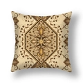 Square throw pillow cover with vintage beige mandala pattern and oriental Persian motif - Vintage Beige Brown Mandala (23CR9-25)