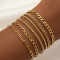 Set de pulseras apilables de acero inoxidable dorado con eslabones de clip y tipo cubano - Estilo Dorado (F1385)