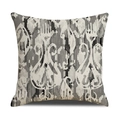 Ethnic linen cushion cover with grey watercolor abstract pattern on white background - Grey and White Modern Ethnic Ink Print (23YM21-5) / 45x45cm (Single Cover)
