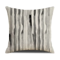 Linen cushion cover with vintage black watercolor vertical stripes on white background - Black and Grey Watercolor Smudge Vertical Stripes (23YM21-7) / 45x45cm (Single Cover)