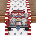 Linen table runner with patriotic gnomes and red truck for 4th of July decoration - Gnomes In Red Vintage Truck Style (ZQ2-11)
