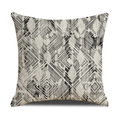 Linen cushion cover featuring black and white geometric diamond watercolor pattern - Black/White/Grey Geometric Diamond Ink (23YM21-8) / 45x45cm (Single Cover)