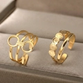 Vintage style gold hollow layered stackable ring set with geometric circle design for women - Gold Style (F1651)