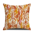 Ethnic retro Ikat pattern cushion cover in warm orange and brick red linen style - Orange/Yellow/Brick Red Retro Ikat Texture (23YM21-13) / 45x45cm (Single Cover)
