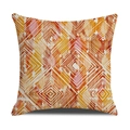 Bohemian style linen cushion cover with orange and yellow geometric diamond print - Warm Toned Orange And Yellow Geometric Diamonds (23YM21-14) / 45x45cm (Single Cover)