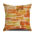Linen cushion cover with abstract orange and yellow watercolor stripes pattern - Orange Yellow And Brown Abstract Watercolor Horizontal Stripes (23YM21-15) / 45x45cm (Single Cover)