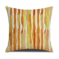Linen cushion cover with vintage watercolor orange and yellow vertical stripes pattern - Orange/Yellow/Ochre Watercolor Vertical Stripes (23YM21-16) / 45x45cm (Single Cover)