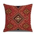 Bohemian style square pillowcase with vintage deep red geometric Persian pattern - Vintage Red Rhombus Emblem (23CR9-10)