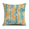 Ethnic style linen pillowcase featuring yellow and blue abstract ikat diamond patterns - Bright Yellow/Orange/Dark Blue Geometric Diamond (23YM21-18) / 45x45cm (Single Cover)