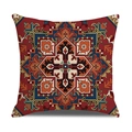 Square boho mandala pillow cover featuring vintage red and navy persian carpet patterns - Warm Orange Mandala Ethnic (23CR9-11)