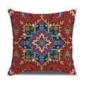 Persian style red square throw pillow case with intricate mandala ethnic patterns - Dark Red Sapphire Mandala (23CR9-12)