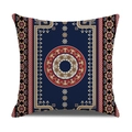 Persian style throw pillow cover featuring intricate blue and red ethnic geometric patterns - Dark Blue Vermilion Persian (23CR9-14)