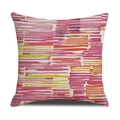 Ethnic style linen cushion cover with pink and orange watercolor stripes pattern - Pink Orange And Yellow Abstract Art Strokes (23YM21-23) / 45x45cm (Single Cover)