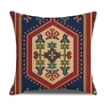 Square bohemian pillow cover with vintage blue and red Persian geometric pattern - Dark Blue Red Geometric (23CR9-16)