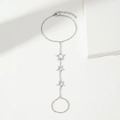 Elegant stainless steel finger bracelet with hollow star design on a clean white background - Silver Style (C9302)