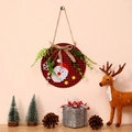 Christmas buffalo plaid door sign with Santa Claus felt motif and green pine accents - Red Plaid Santa Claus