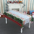 Christmas tablecloth with red plaid borders, snowflakes and pine cone wreaths pattern - Pine Cone Xmas Ball Text (1.8m) / 1.8m