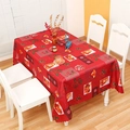Red Christmas tablecloth with Santa Claus patterns and decorative scalloped edges - Red Bell Pattern (1.5x1.8m)