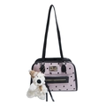Vintage roze handtas met zwarte stippen en een schattige pluche beer-bedeltje - Roze Met Hanger