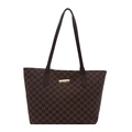 Große Retro-Tragetasche mit rotem M-Monogramm und goldener Metallschnalle für Damen - Braun
