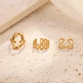 Driedelige 18K vergulde roestvrijstalen ringenset met minimalistische geometrische vormen - Gouden Geometrische Driedelige Open Ring Set (F1913)