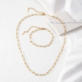 Set di gioielli collana e bracciale a graffetta in acciaio inossidabile placcato oro 18K donna - Oro (C9731)