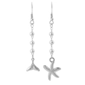 Orecchini asimmetrici in acciaio inossidabile a tema marino con stella e coda di balena - Stile Stella Marina e Coda di Pesce Argento (F1096)