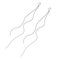 Elegante roestvrijstalen lange kwastjes oorbellen met zirkonia op een witte achtergrond - Zilveren Lange Kwastje Stijl (F2314)
