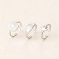 Dreiteiliges Set aus silbernen Edelstahlringen mit Himmelsmotiven wie Sonne und Sternen - Silbernes Himmelsmuster Verstellbares Ring-Set (F1628)