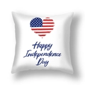 Independence Day pillowcase with American flag heart and Happy Independence Day text - 45x45cm (Single Cover) / Heart Flag Happy Independence Day Style (23DM1-9)