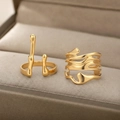 Minimalistisches 18K vergoldetes Lavaring-Set mit unregelmäßiger Textur in Schmuckbox - Goldene Lava-Stil (F2537)