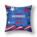 Happy Independence Day square pillow case with red white blue stars and stripes - 45x45cm (Single Cover) / Ribbon and Star Happy Independence Day Style (23DM1-19)