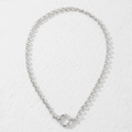 Collana a catena minimalista in acciaio argento con chiusura a molla tonda di design - Stile Chiusura a Molla Rotonda Argentata (F1006)
