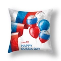 Square Russia Day pillowcase with June 12 greeting and colorful balloon watercolor print - 45x45cm (Single Cover) / June 12 Happy Russia Day Style (23DM1-29)
