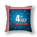 Independence Day pillow cover with 4th July text and red white blue stars pattern - 45x45cm (Single Cover) / Blue Base 4th July Ribbon Style (23DM1-35)