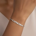 Gepolijste zilveren Capricorn sterrenbeeld naamplaatje armband voor dames - Waterman / Zilver