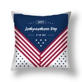 Square Independence Day pillow cover featuring Happy 4th of July text and star patterns - 45x45cm (Single Cover) / Stars Stripes Happy Independence Day Style (23DM1-40)