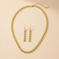 Set di gioielli hip-hop in acciaio inossidabile dorato con collana a maglie e orecchini - Set di Catene a Maglie a H Vintage Oro (F1169)