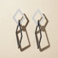 Minimalistische geometrische ruitvormige metalen oorbellen in zilver en zwart - Geometrische Rhombus Patchwork Stijl (F1829)