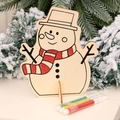 DIY Christmas snowman wooden ornament set with base and three colorful markers - Snowman