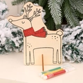 DIY Christmas reindeer wooden craft painting kit with three color markers for kids - Elk